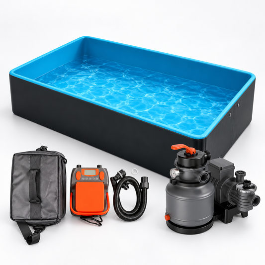 Kit Piscina Gonfiabile Rettangolare Semi-Interrata 6x4x1.6 metri, spessore 15 cm.